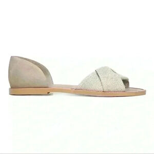 𝅺VINCE Idara Cotton & Suede Pleated Accents Slides Flat Sandals
